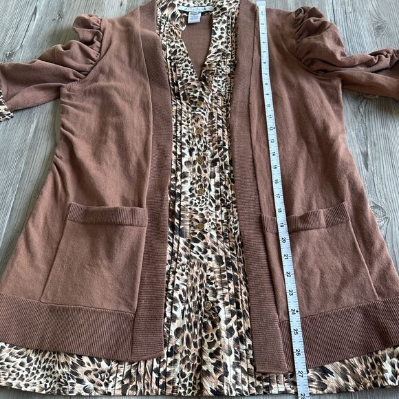 NWOT Robertson Los Angeles 3/4 Sleeved Button Down With Layered Cardigan Size L - Picture 7 of 9